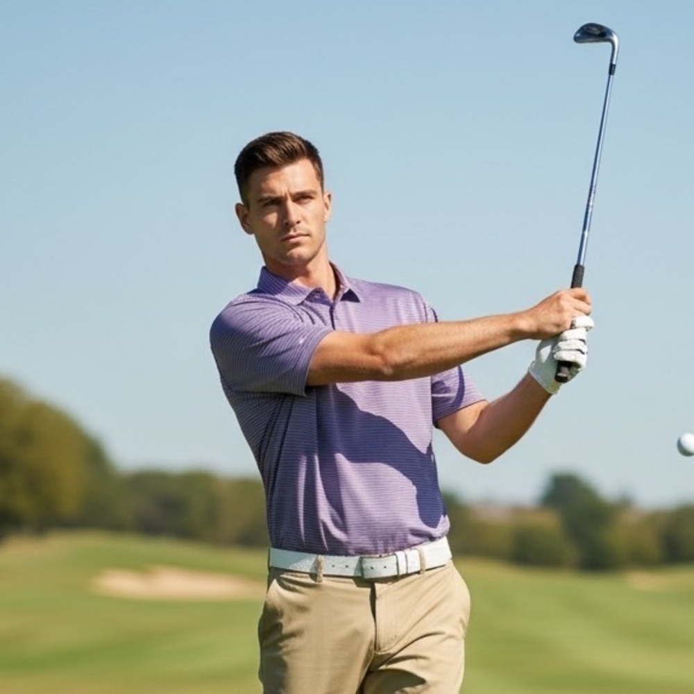 FootJoy Mens ProDry Striped Golf Polo Shirt Purple‎ White 25565 Size Medium